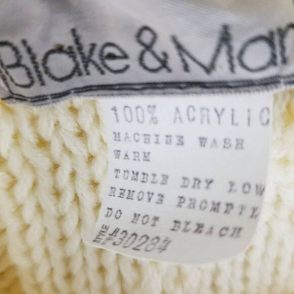 Vintage Blake & Manley Cable Knit Sweater Crew Neck Acrylic No Size Tag - Picture 10 of 10